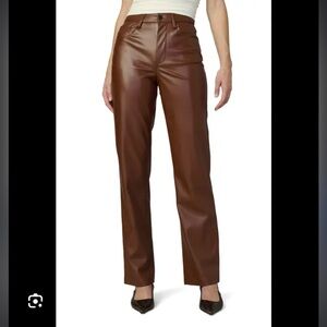 Joe B by Joe Benbasset Leather Brown Straight Leg Trouser‎ Pants